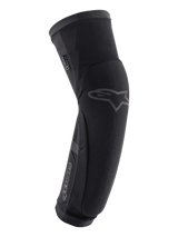 Alpinestars Paragon Plus Knee/Shin Protectors, Black, MTB Mountain Biking Protection, slip-on sleeve featuring mesh construction and reinforced panels, ergonomic pre-shaped design with Alpinestars star logo on the knee and brand name on the shin