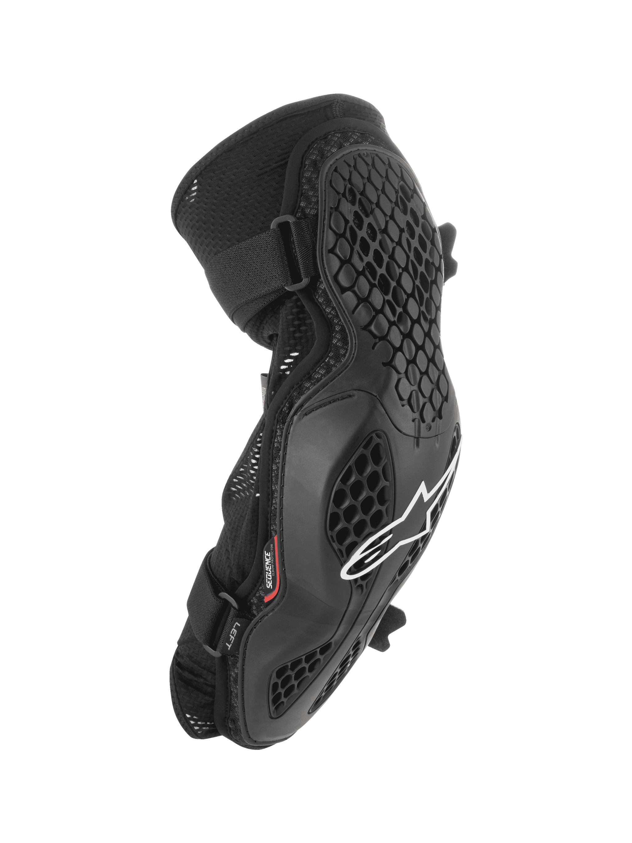 Alpinestars Bionic Pro Elbow Protectors, MTB Elbow Guards, Black with White Logo, Honeycomb Grid Structure, Breathable Mesh Chassis, Dual Adjustable Straps, Ergonomic Design for Off-Road and Mountain Biking