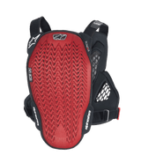 Alpinestars A-6 Plasma Chest Protector, Back view, red textured Nucleon PLASMA back plate with black side wings and adjustable straps, MTB gravity protection gear in Black Anthracite Red