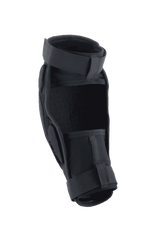 Alpinestars A-Impact Plasma Pro Elbow Protector, Black, back view showcasing dual strap closure and breathable mesh panels, ergonomic design for mountain bike protection