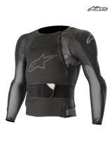 Alpinestars Paragon Pro Protection Jacket - Long Sleeve, mountain bike long-sleeve protection jacket, black, mesh construction with integrated chest protector and waist belt, front view of technical MTB protective gear
