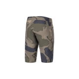 Alpinestars A-Dura Camo Liner Shorts, Men's MTB Cycling Shorts, Camo and Brown, rear view showing durable 2-way stretch fabric and zippered pocket details
