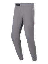 Alpinestars A-Aria Elite Pants, MTB Cycling Pants, Dark Gray, featuring laser-cut perforations on the thighs, black magnetic buckle closure at the waist, and zippered side pockets, performance fit for off-road trail riding