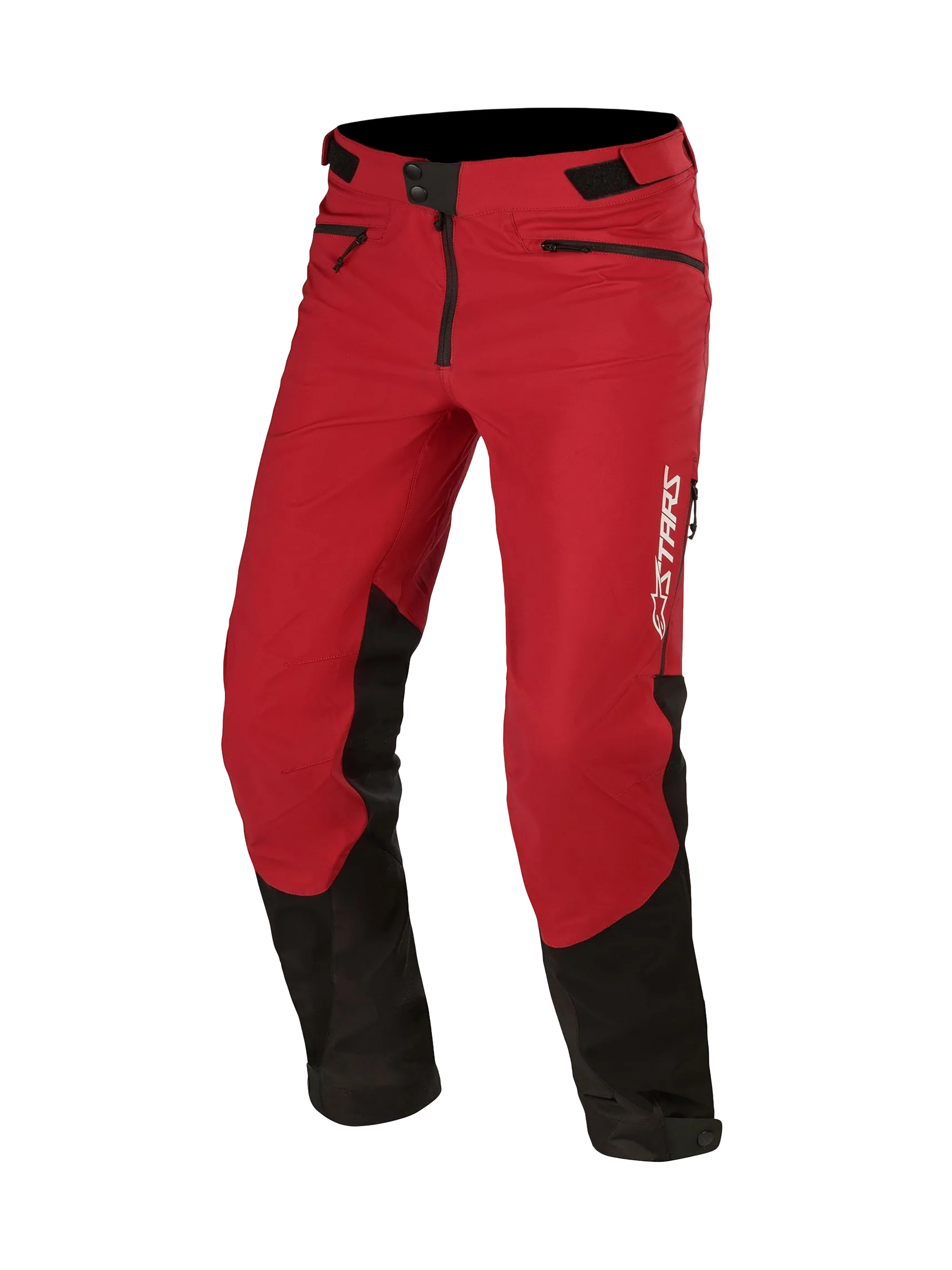 Alpinestars Nevada Pants, Rio Red and Black MTB cycling pants with water-repellent softshell and zippered side ventilation.