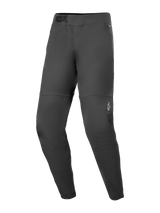 Alpinestars A-Dura Elite Pants, Mountain Bike Pants, Black, featuring a front ratchet closure system, zippered mesh-lined pockets, and elasticated cuffs, small white Alpinestars logo on the left leg, durable Cordura fabric design for off-road cycling.