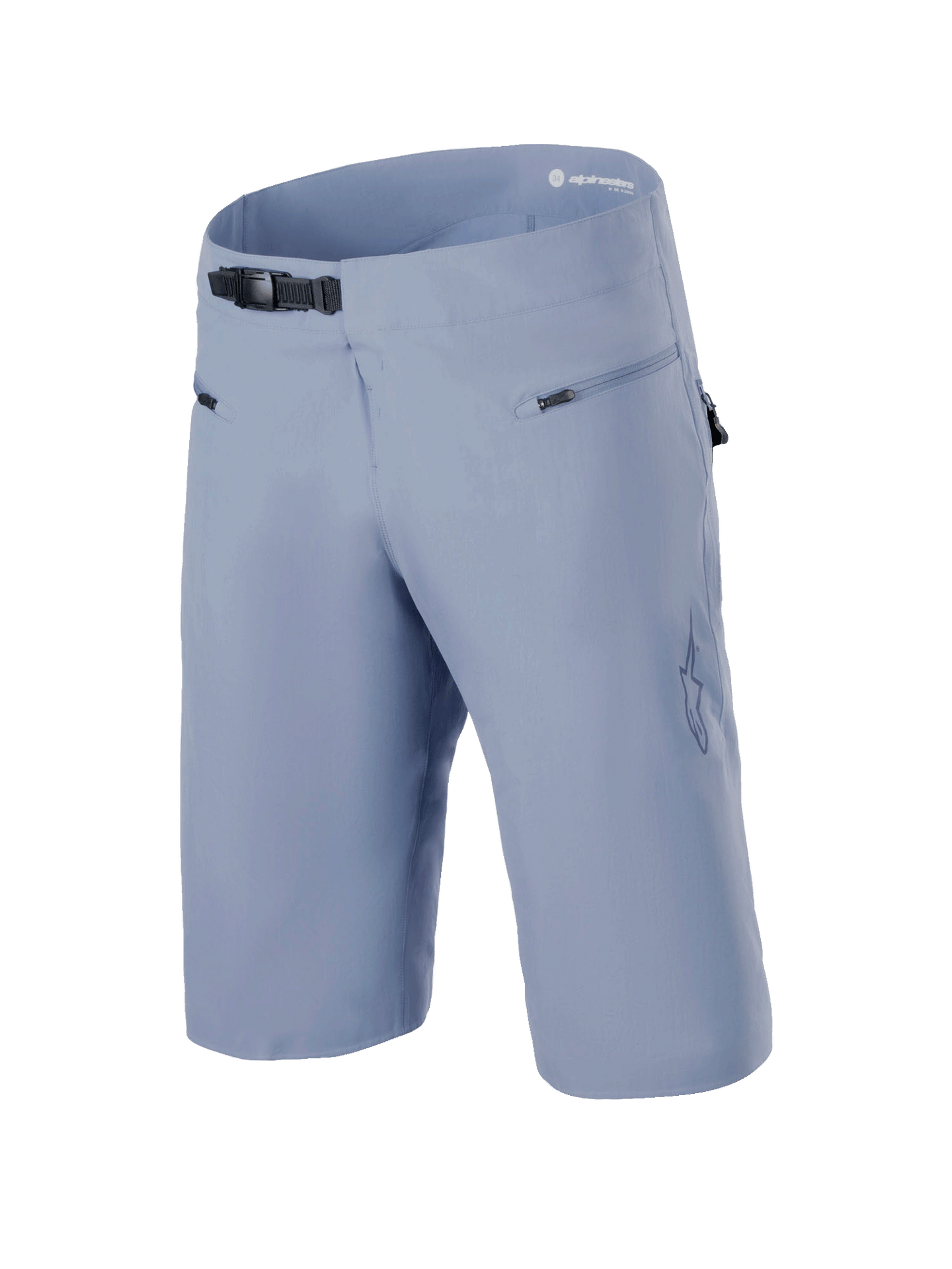 Alpinestars A-Aria MTB Shorts, Men's Infinity Blue 4-way stretch cycling shorts with ratchet waist closure and zip pockets.