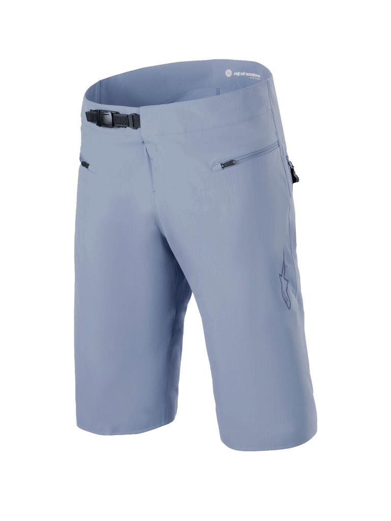 Alpinestars A-Aria MTB Shorts, Men's Infinity Blue 4-way stretch cycling shorts with ratchet waist closure and zip pockets.