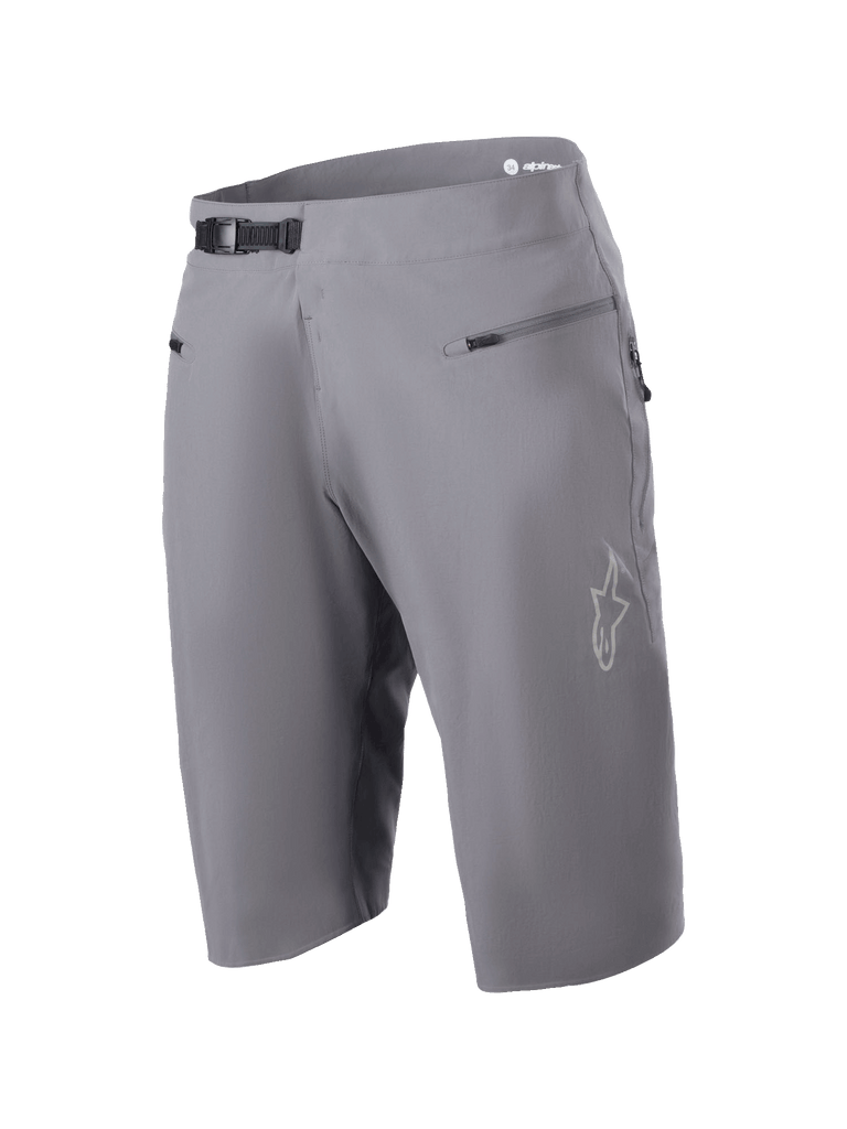 Alpinestars A-Aria Shorts in Dark Gray, men's MTB cycling gear, size 34, with 4-way stretch and a secure ratchet waist.