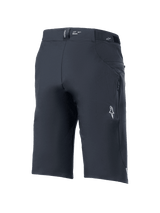 Alpinestars A-Dura Elite Shorts, Mountain Bike Shorts, Black, rear three-quarter view featuring zippered side pocket, white Astars logo, and "DURA" branding on the waistband, durable 4-way stretch Cordura fabric for off-road cycling