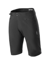 Alpinestars Stella A-Dura Shorts, Women's MTB Mountain Biking Shorts, Black, featuring a double snap closure and side waist cinch adjuster, zippered pockets, knee-length technical design in durable 2-way stretch fabric