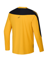 Alpinestars Limited Edition A-Supra Melt Gold Jersey, Long Sleeve MTB Jersey, Men's Cycling Activewear, Dark Yellow, micro-perforated polyester with stretch panels