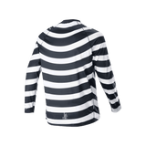 Alpinestars A-Aria Oscar Long Sleeve Jersey, Black and White, Rear view featuring the heritage spiral graphic, long-sleeve cycling jersey with a performance fit and drop tail for MTB trail riding