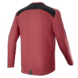 Alpinestars A-Dura Dri Astar Long Sleeve Jersey, Burgundy, Mountain Bike Jersey, back view with black mesh ventilation panel on shoulders, long sleeves, performance technical fabric for off-road cycling