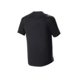 Alpinestars A-Aria Polartec Switch Jersey, Short Sleeve MTB Jersey, Black, back view showing performance fit and longer drop tail, technical moisture-wicking fabric for trail riding
