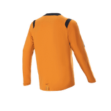 Alpinestars A-Dura Dri Wool Long Sleeve Jersey, Dark Gold, back view featuring black mesh panels on the shoulders and collar, technical mountain bike apparel with a longer drop tail