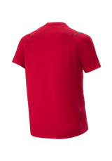 Alpinestars A-Aria Switch Short Sleeve MTB Jersey, Men's Off-Road Cycling Top, Red, Rear View with a Protective Dropped Tail.