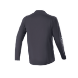 Alpinestars A-Dura Switch Long Sleeve Jersey, Black, Rear View, showing drop tail and subtle sleeve logo, lightweight MTB trail cycling jersey