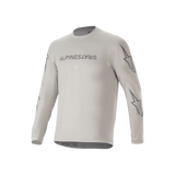 Alpinestars A-Dura Switch Long Sleeve Jersey, Light Gray mountain bike jersey, featuring chest wordmark and sleeve star logos, performance cycling apparel for trail riding