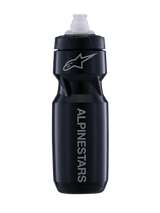 Alpinestars Water Bottle Alps, 24oz black and white MTB cycling bottle with a leak-proof MoFlo cap.