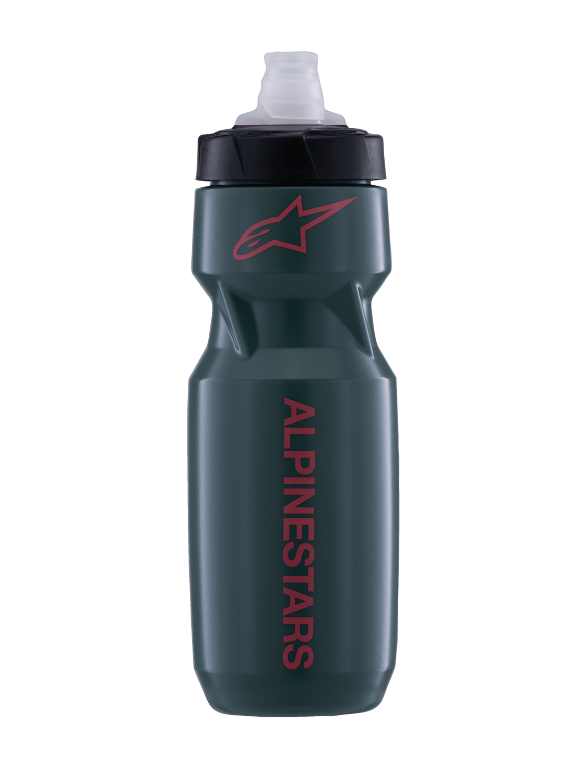 Alpinestars Alps 24oz Water Bottle, dark green and black cycling bottle with red logos for MTB and off-road riding.