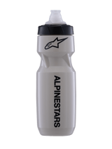 Alpinestars Water Bottle Alps 24Oz, Ecru with Black Cap, Cycling Water Bottle with MoFlo Spout, Sleek Contoured Design, Black Alpinestars Logo and Vertical Branding, Durable Polypropylene construction