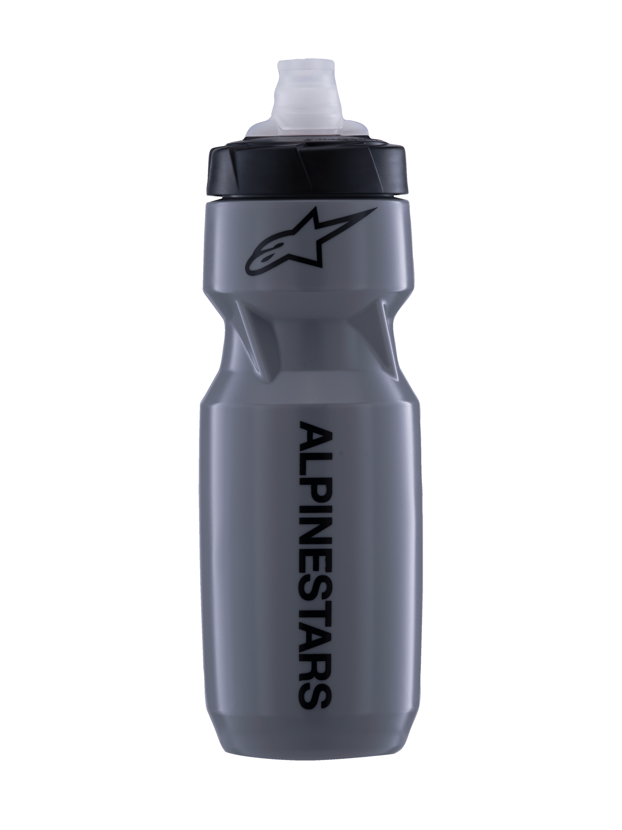 Alpinestars Water Bottle Alps 24Oz, Gray MTB cycling bottle with a leak-proof MoFlo cap and BPA-free plastic build.