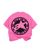 Alpinestars x Dirt Studios Tech Series T-Shirt, pink 7oz cotton sportswear tee with black back graphic and star logo.