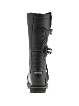 Alpinestars Tech-T Boots, Trials Boots, Black and Red, rear view showing Alpinestars logo on the heel, buckle straps, and a red accent line along the sole, technical off-road footwear design