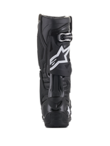 Alpinestars Tech 10 Boots, Black, Rear view featuring white star logo on the calf, durable TPU shell and microfiber construction, designed for high-performance motocross and off-road riding