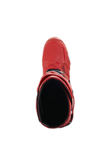 Alpinestars Tech 10 Boots, Red, Top-down view into the boot interior, Motocross Boots, featuring black lining and red TPU shell, professional performance off-road footwear