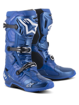 Alpinestars Tech 10 Boots, Motocross Boots, Blue and Black, featuring a triple buckle closure system, white Alpinestars star logo on the shin, rugged TPU shell and reinforced sole for off-road performance