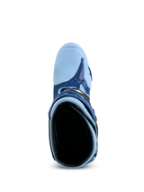 Alpinestars Limited Edition Steeler Tech 10 Motocross Boots, sapphire and light blue, top-down view of the protective opening.