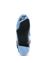 Alpinestars Limited Edition Steeler Tech 10 Motocross Boot sole, Light Blue and Black, with replaceable central grip insert.