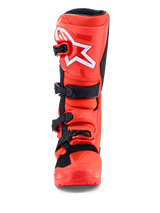 Alpinestars Tech 7 Enduro Boots, Fluorescent Red and Black Motocross Boots with CE Certified TPU protection, frontal view.