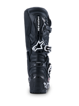 Alpinestars 2026 Tech 7 Enduro Drystar® Boots, Motocross Boots, Black, rear view featuring white Alpinestars logo on the calf, durable TPU protection panels, and rugged construction for off-road and enduro riding