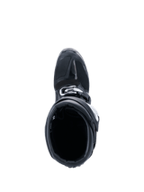 Alpinestars 2026 Tech 7 Enduro Drystar® Boots, Motocross Boots, Black, top-down view looking into the interior opening, showing the reinforced toe section and buckle closure, durable off-road protective gear