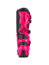 Alpinestars Tech 7 Boots, Motocross Boots, Diva Pink and Black, rear view showing high-impact TPU heel and calf protection, black buckle system, durable construction for off-road riding