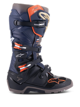 Alpinestars Tech 7 Enduro Drystar Boots, Motorcycle Enduro Boots, Blue and Black with Orange accents, Multiple Adjustable Buckles, Rugged Reinforced Sole, Waterproof Protection, Off-road Adventure Boots