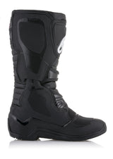Alpinestars Tech 3 Boots, Motocross Boots, Black, side profile view featuring textured TPU protective panels and white Alpinestars logo, durable microfiber construction with flexible bellows, rugged sole for off-road performance