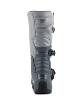 Alpinestars Tech 3 Boots, Motocross Boots, Dark Gray, Light Gray, and Black, rear view featuring durable TPU protection plates, segmented gray panels, and 'Tech Series' branding on the heel.
