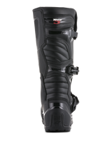 Alpinestars Tech 3 Enduro Boots, Rear View, Black, featuring TPU heel counter with Tech Series branding and ribbed flexible panels, durable protective footwear for motocross and off-road riding