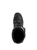Alpinestars Tech 3 Enduro Boots, Black, top-down view looking into the boot opening, showing the interior collar and reinforced toe box area, designed for off-road and enduro riding.