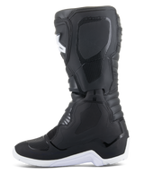 Alpinestars Tech 3 Enduro Waterproof Boots, Motocross and Enduro Boots, Black and White, side profile view featuring textured protective panels, white rugged sole, and waterproof synthetic upper for off-road riding