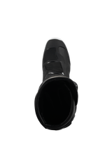 Alpinestars Tech 3 Enduro Waterproof Boots, Black and White, overhead view looking into the boot opening, showing the interior lining and reinforced toe box, designed for off-road and adventure riding.