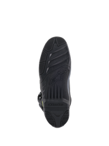 Alpinestars Tech 5 Boots, Sole View, Black, detailed textured tread pattern for off-road grip, featuring embossed Alpinestars logo and star symbol, durable motocross footwear construction