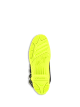Alpinestars Tech 5 Boots, Motocross Boots, Yellow Fluo, bottom view of the sole featuring a high-grip textured pattern, embossed Alpinestars logo and wordmark, durable dual-compound construction for off-road riding