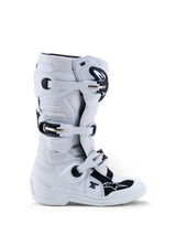 Alpinestars Youth Tech 7S Boots, junior motocross footwear in white and black with TPU protection, CE certified.