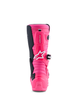 Alpinestars Youth Tech 7S Motocross Boots in Pink Fluo and Black, featuring TPU protection and a performance pivot system.