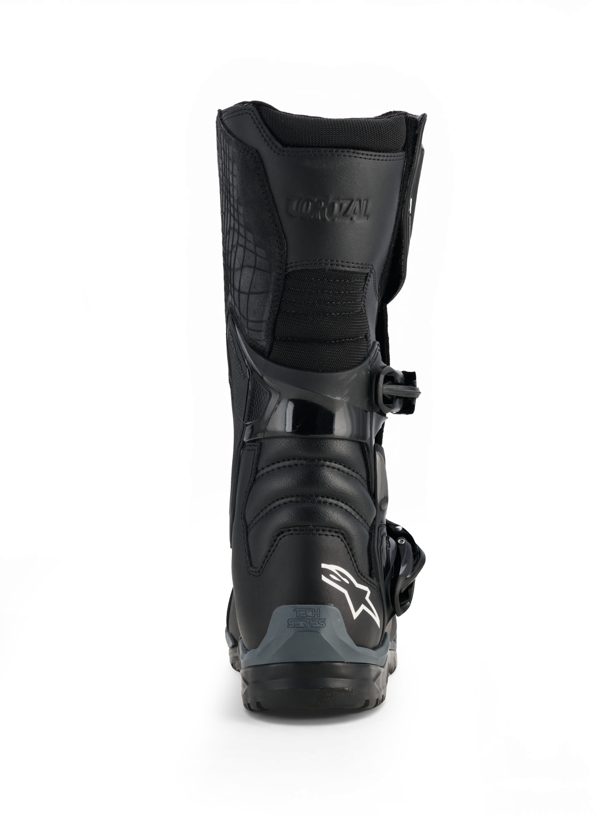 Alpinestars Corozal V2 Adventure Drystar® Boots, black waterproof motorcycle adventure boot with protective shin plate, buckle closure and all-terrain sole, front view