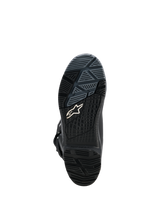 Alpinestars Corozal V2 Adventure Drystar® Boots, black motorcycle adventure boot outsole close-up with all-terrain rubber tread and Alpinestars logo
